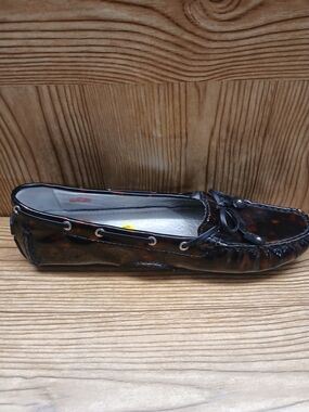 Marc Joseph Women's Tortoise-Pattern Patent Driving Loafer - Brown/Black